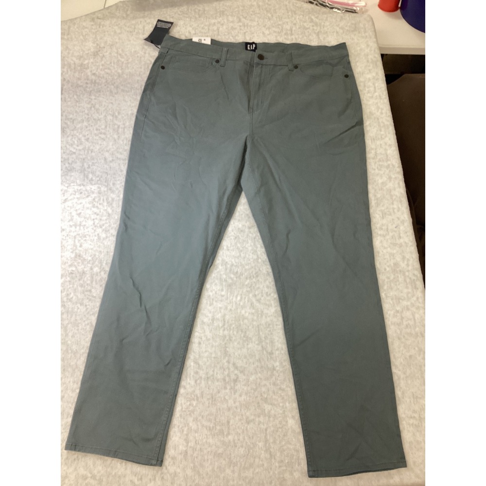 Gap Mens 5-Pocket Straight Leg Pants 40x30 Green Gray Stretch Twill New